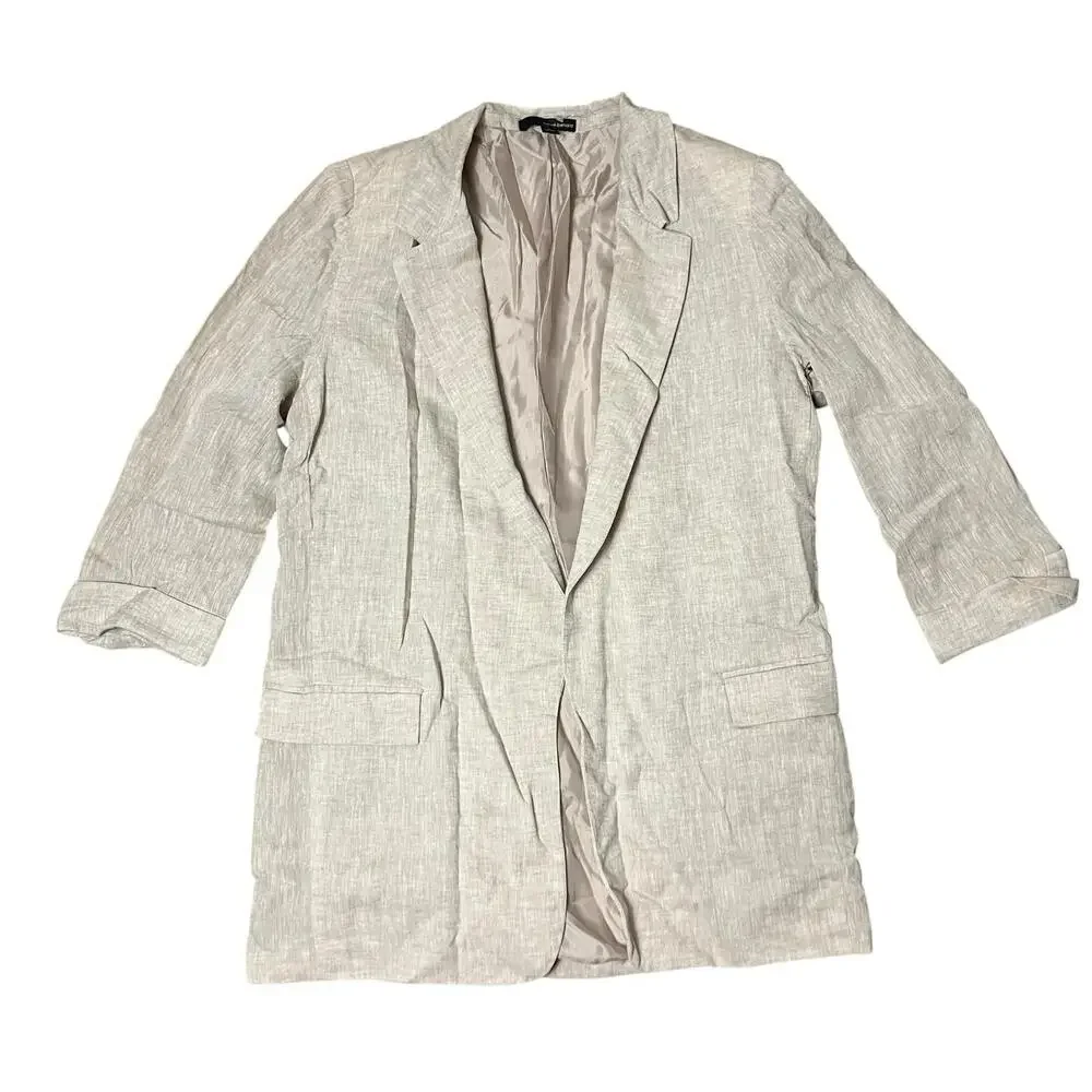 Harve Benard Blazer WMNS 12‎ Beige Linen Blend Open 3/4